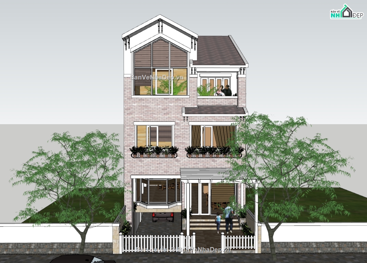 biệt thự,model biệt thự 3 tầng,biệt thự 3 tầng